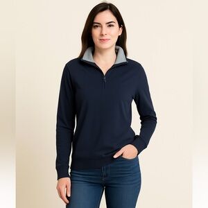 💙 Banana Republic Navy Quarter-Zip Pullover Sweatshirt Long Sleeve Casual